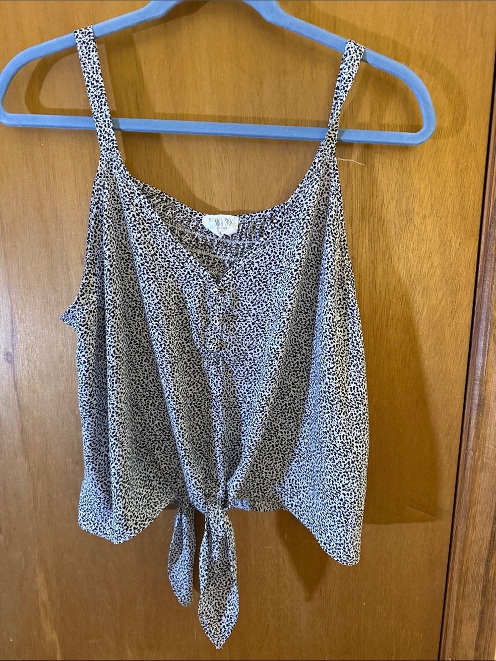Sienna Sky Black & White Tie-Front Cami